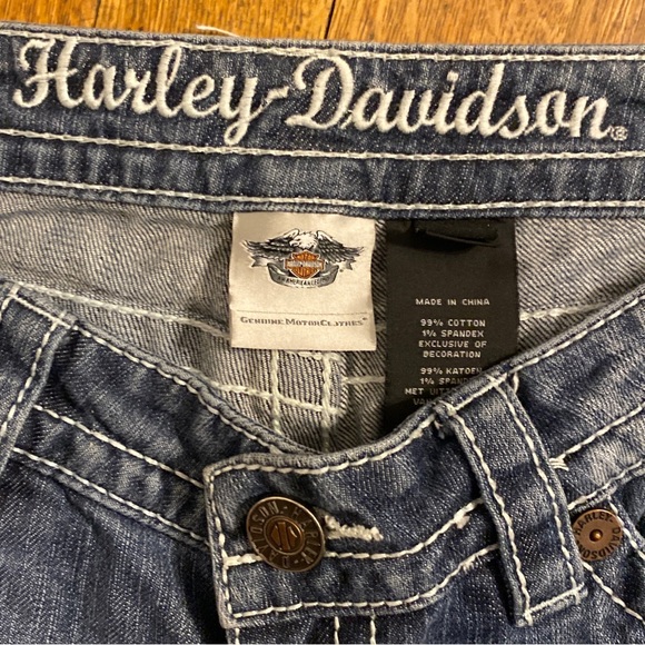 Harley Davidson Jeans Womens 10 Tall Denim Pants Boot Cut Flap Pockets 32”x31” - Picture 2 of 13